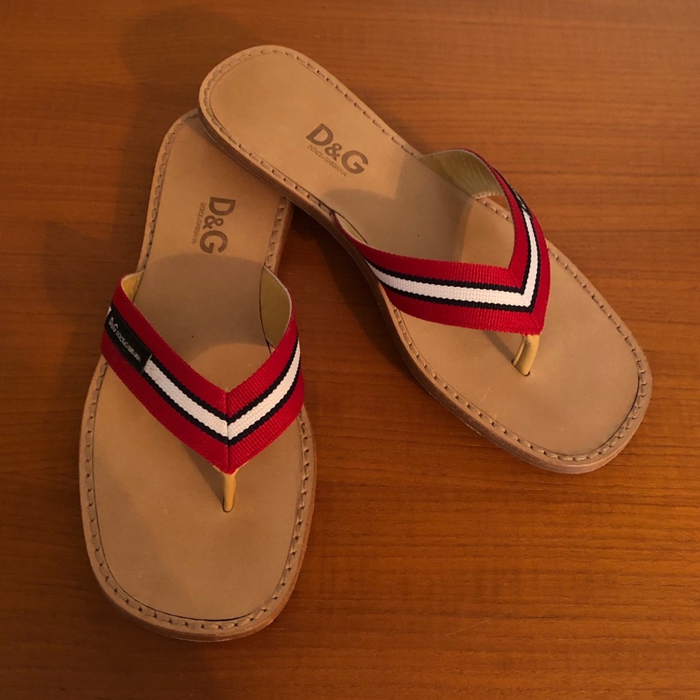 Dolce & Gabbana D&G Striped Thong Sandals 38.5 8.5